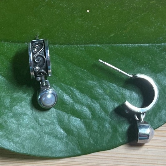 Handmade Silver and Genuine Pearl Earrings - Picture 3 of 6